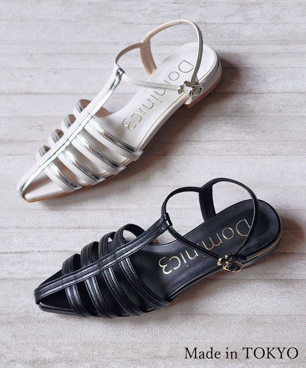 Dominic3 バイカラー Tストラップサンダル 