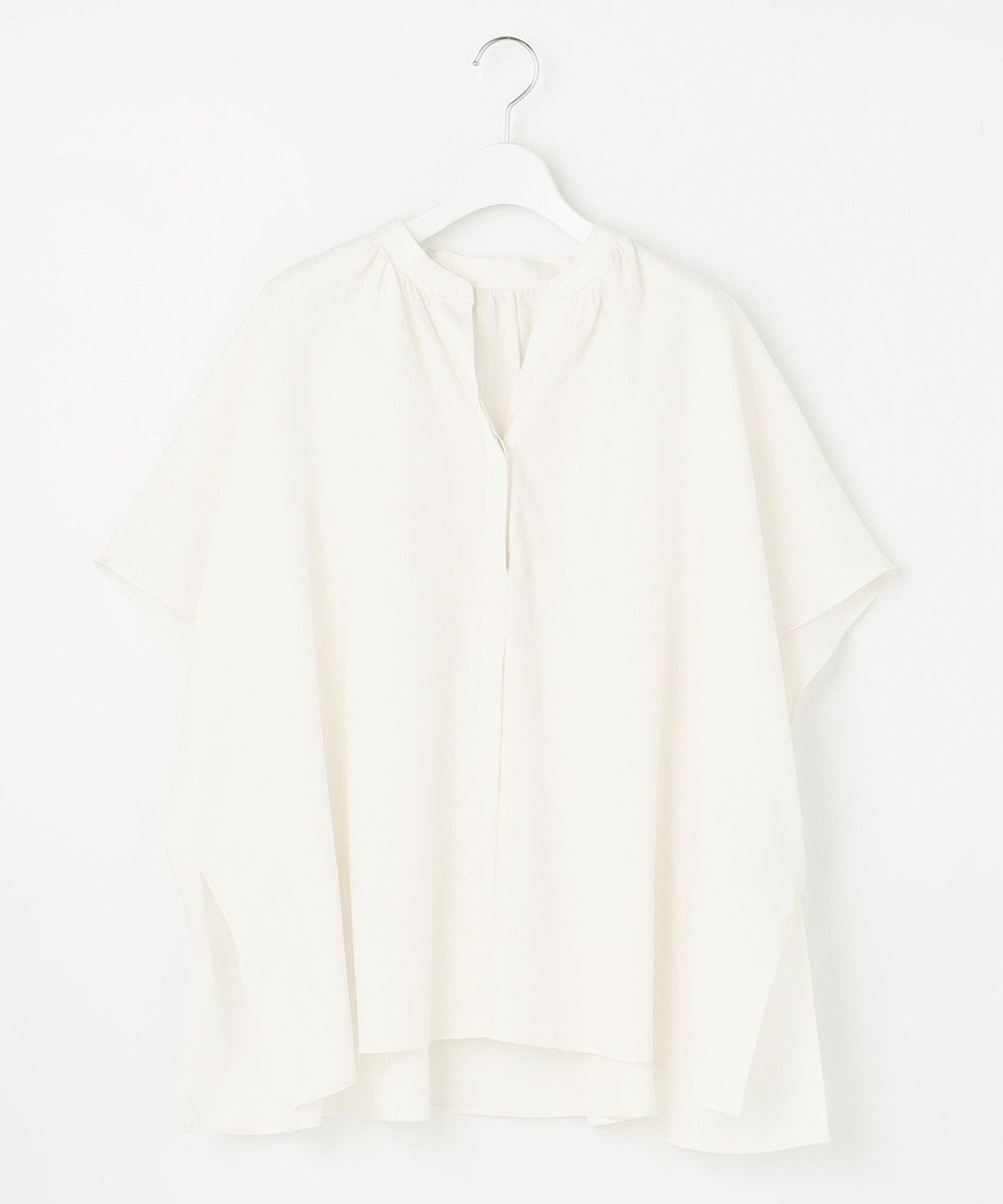 UNFILO 【洗える】リネンレーヨン　スキッパーシャツ 