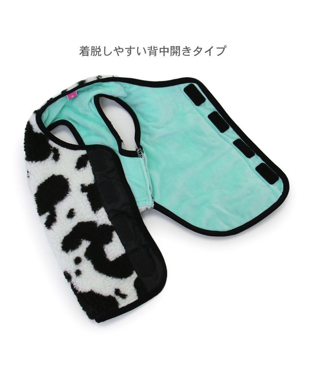 PET PARADISE Lee 牛柄 背中開きボアベスト 《白黒》 小型犬 