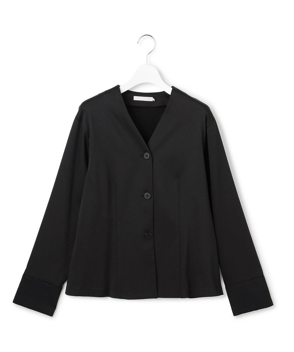 ICB 【CLASSY.掲載・裏起毛】 ウォームサテン カーディガンブラウス 