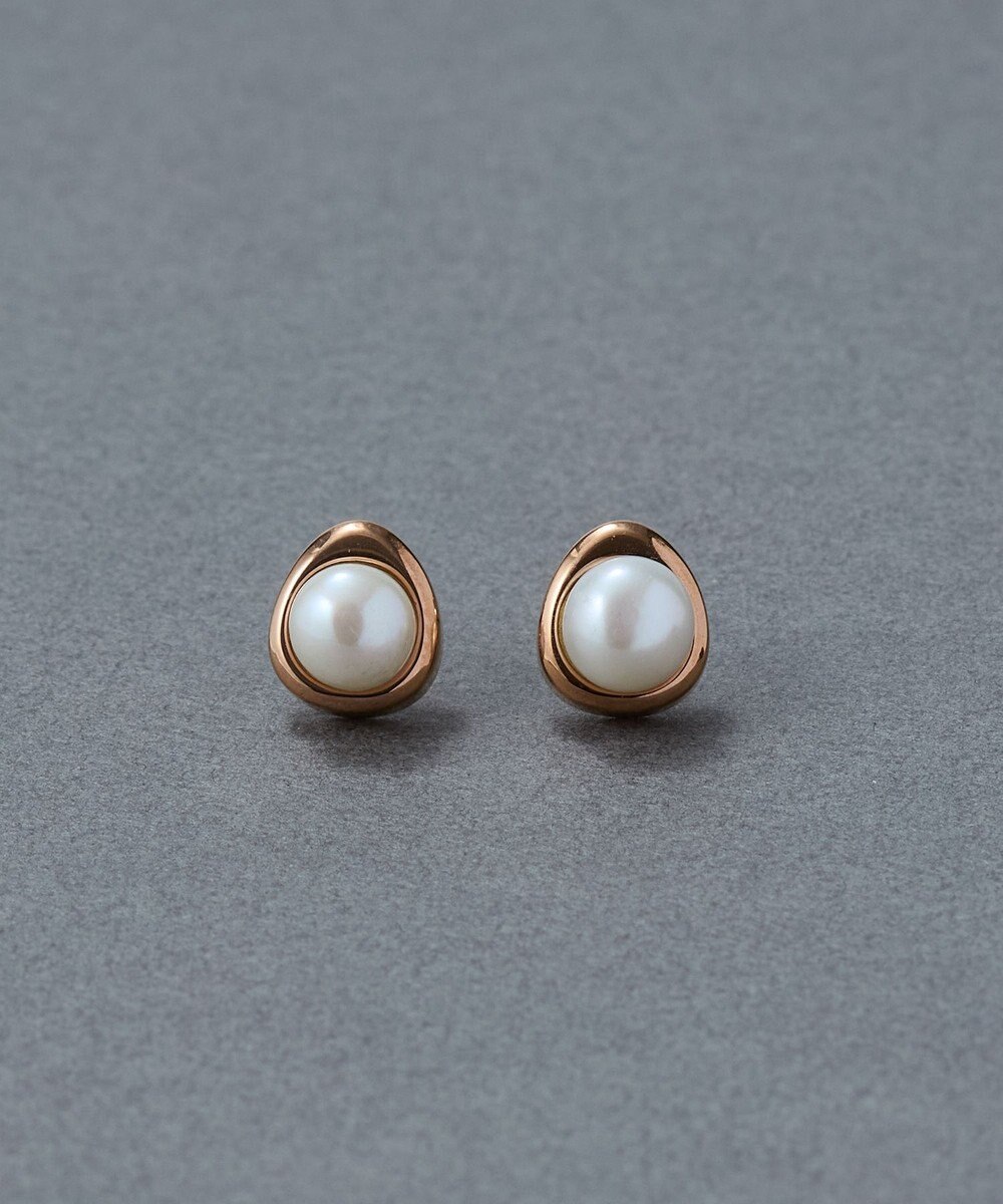 Phoebe 〈金属アレルギー対応〉ニュアンスメタルドロップパールピアス/シャンパンゴールド　淡水パール/天然パール 