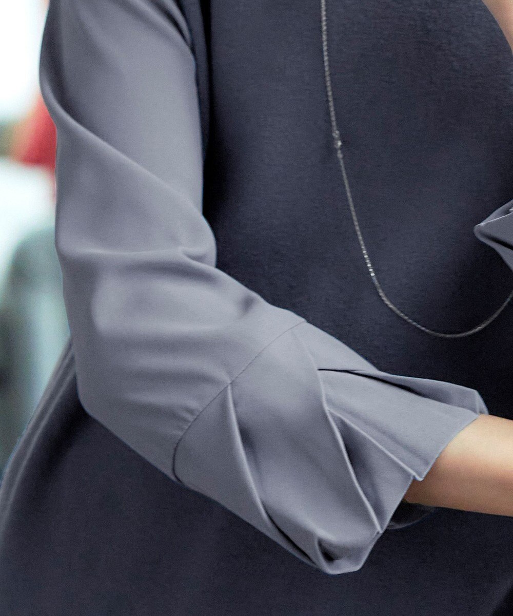 Tiaclasse 【洗える】タック袖コンビニットチュニック 