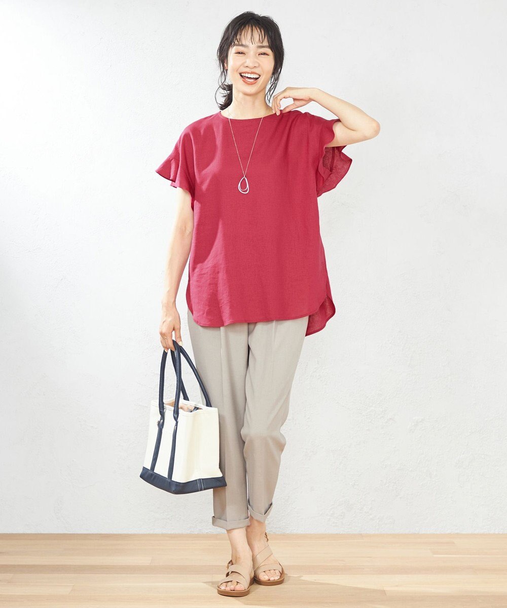 ANY 【洗える】ライトリネンクロスフレアスリーブ ブラウス 