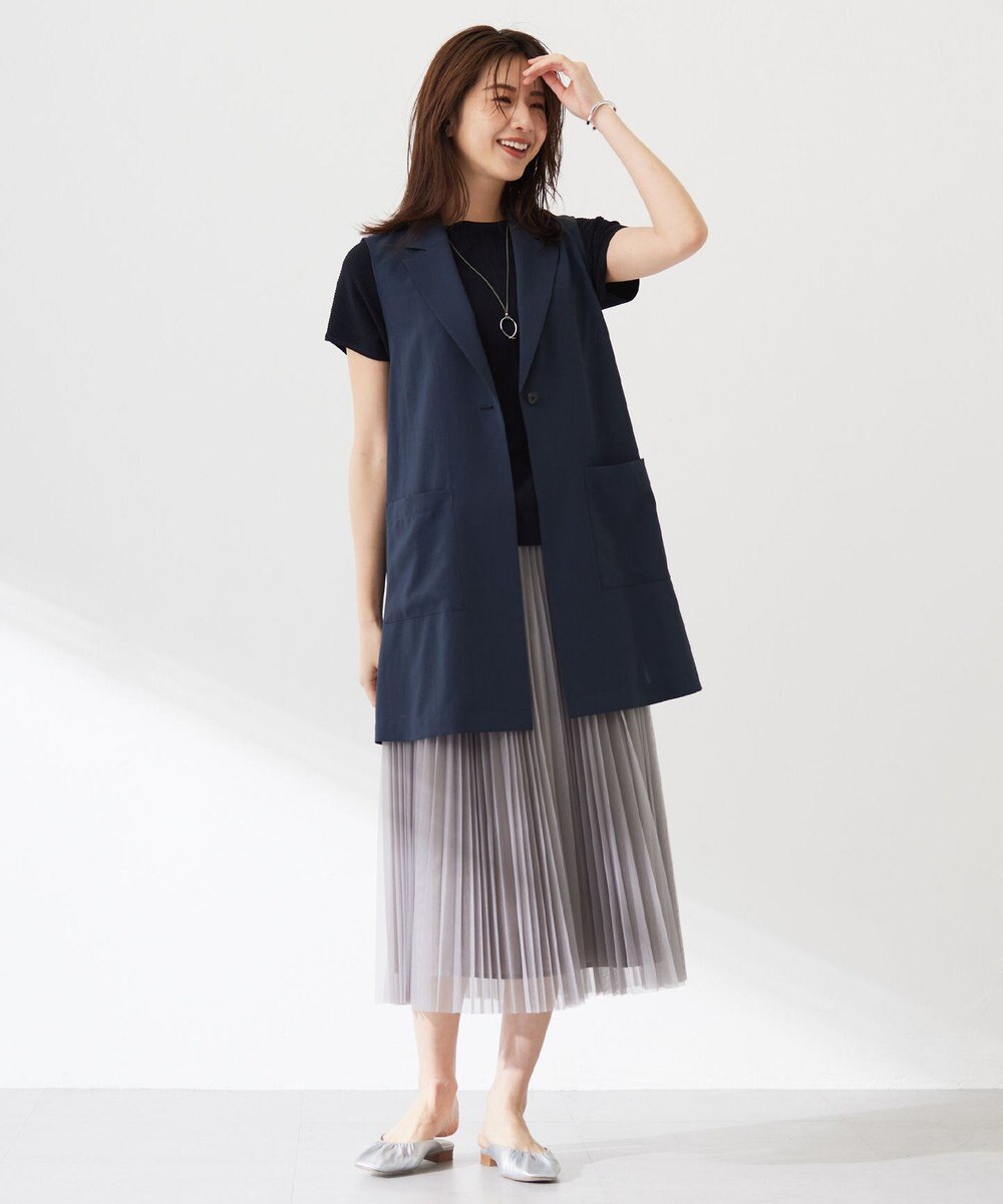 J.PRESS LADIES L 【洗える】ボイルドワッシャー ジレ 