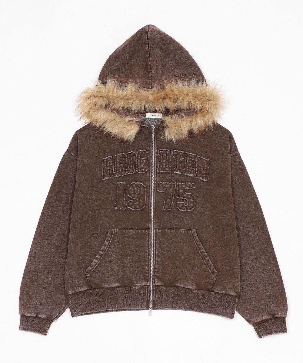 WEGO 裏起毛ファーフードBIGZIPパーカー 