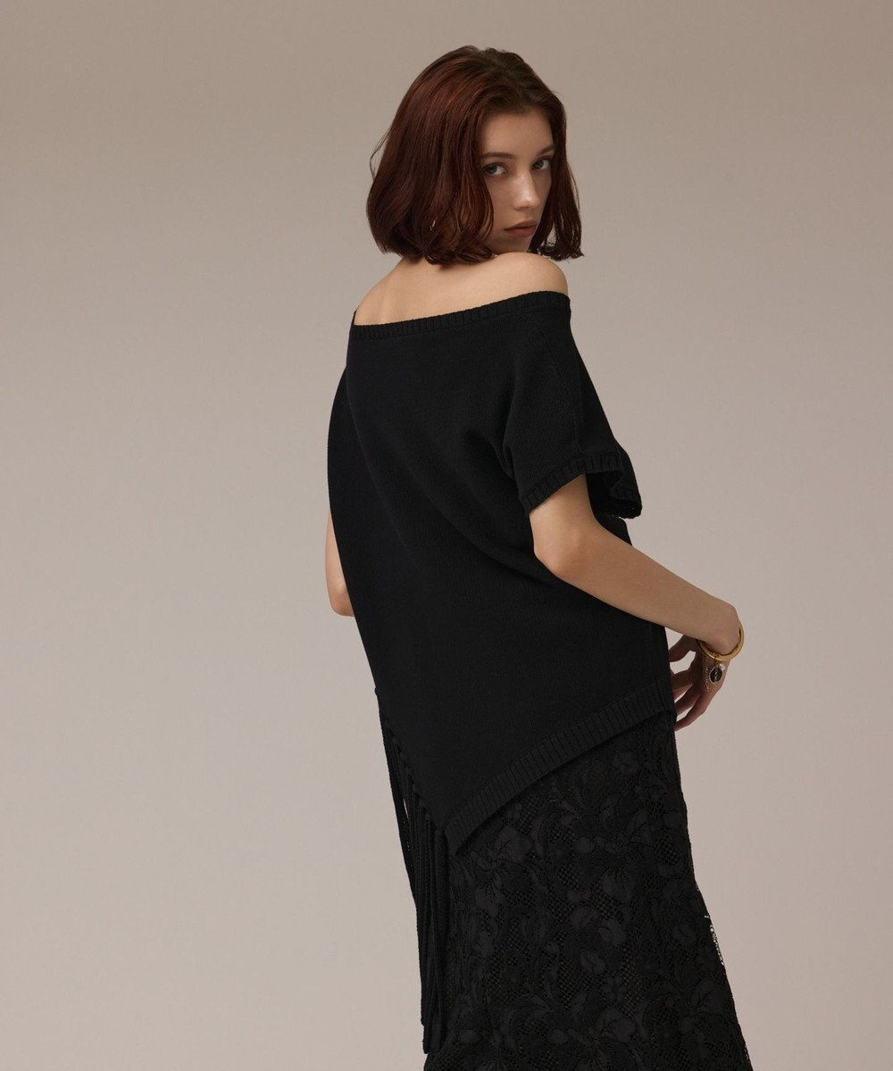 GRACE CONTINENTAL フリンジイレヘムニットトップ 