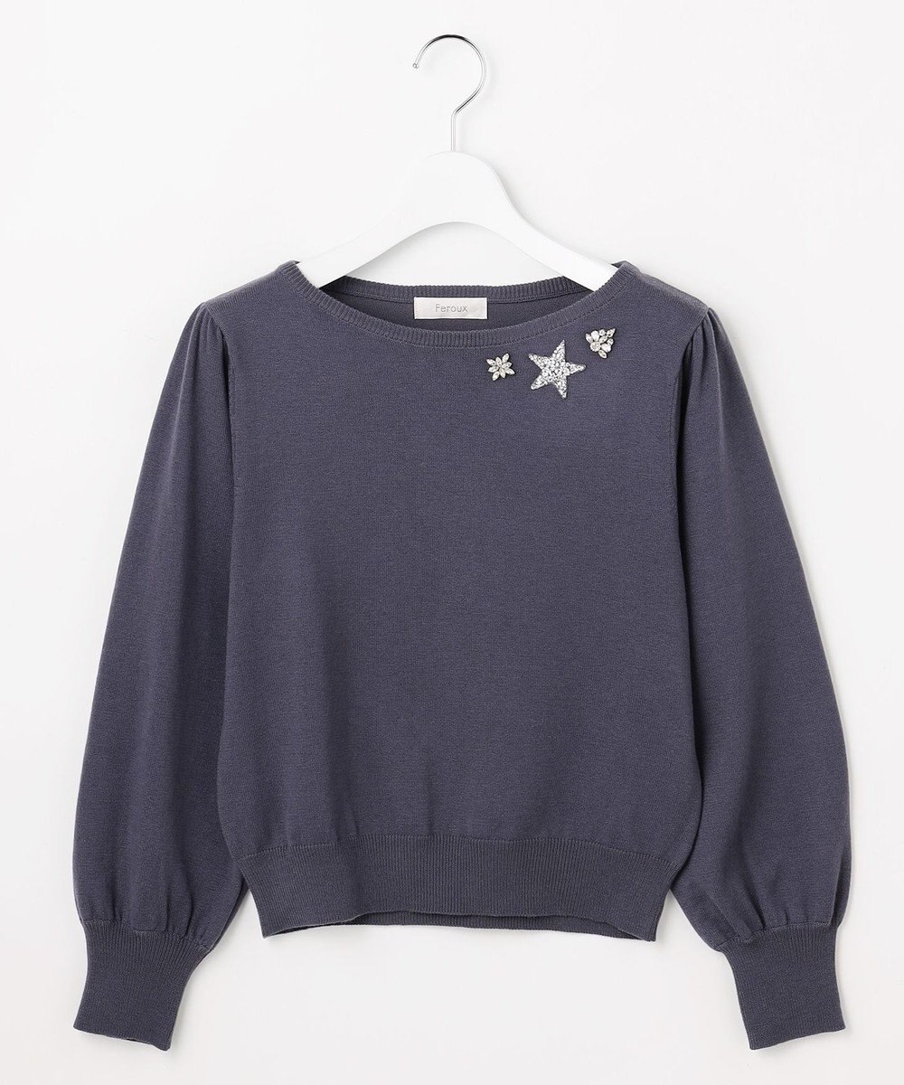 Feroux ブローチデザインニット プルオーバー 