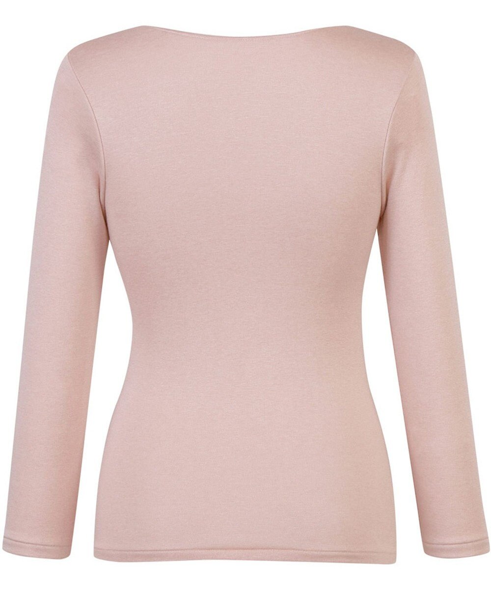 Wing あったかインナー 綿混 裏起毛 よく伸びる素材 【ラクのびサーモ】 8分袖 長袖 ネックせまめ 秋 冬 EL6913 ウイング／ワコール 