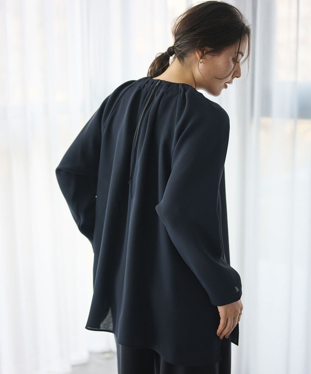 #Newans 【洗濯機可能】タックネックブラウス 