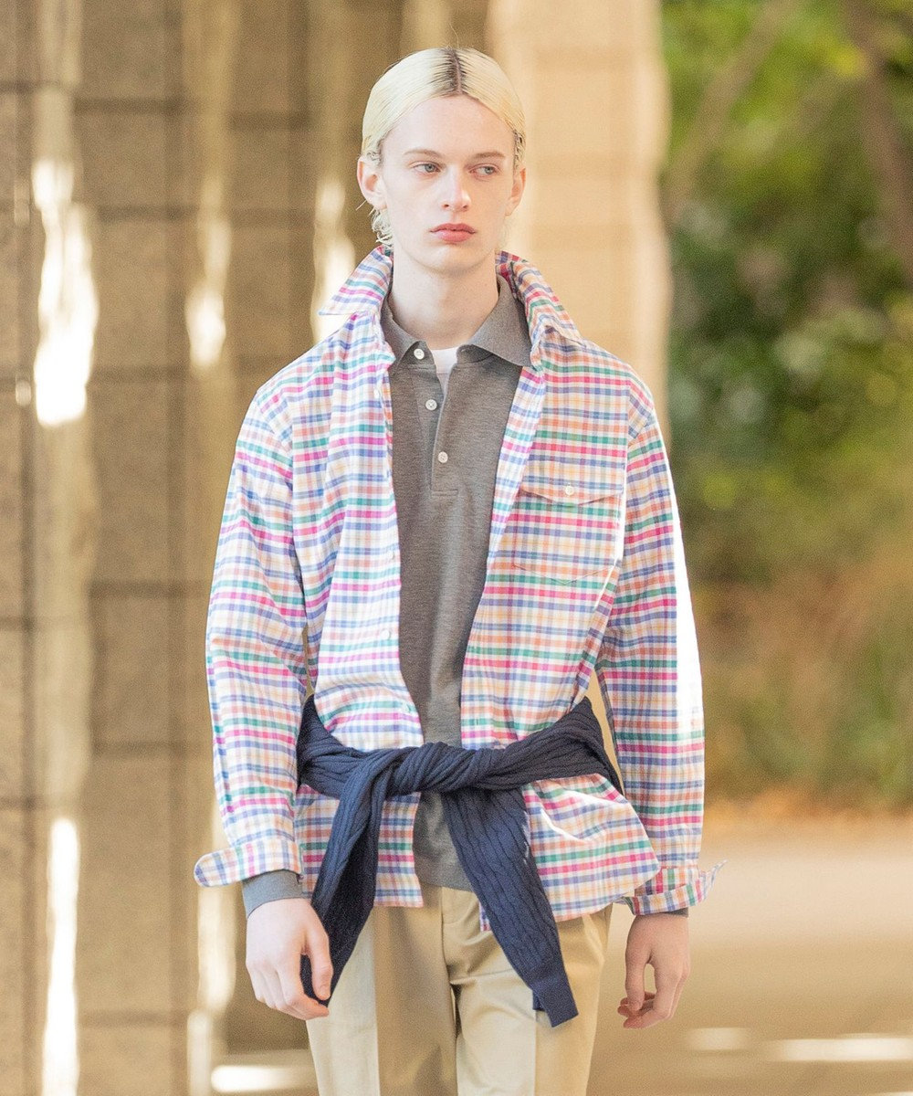 J.PRESS MEN コットンオックス マルチチェック シャツ / ボタンダウン 