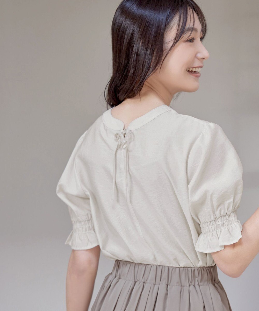Tiaclasse 【洗える】シアーシャーリング2WAYブラウス 