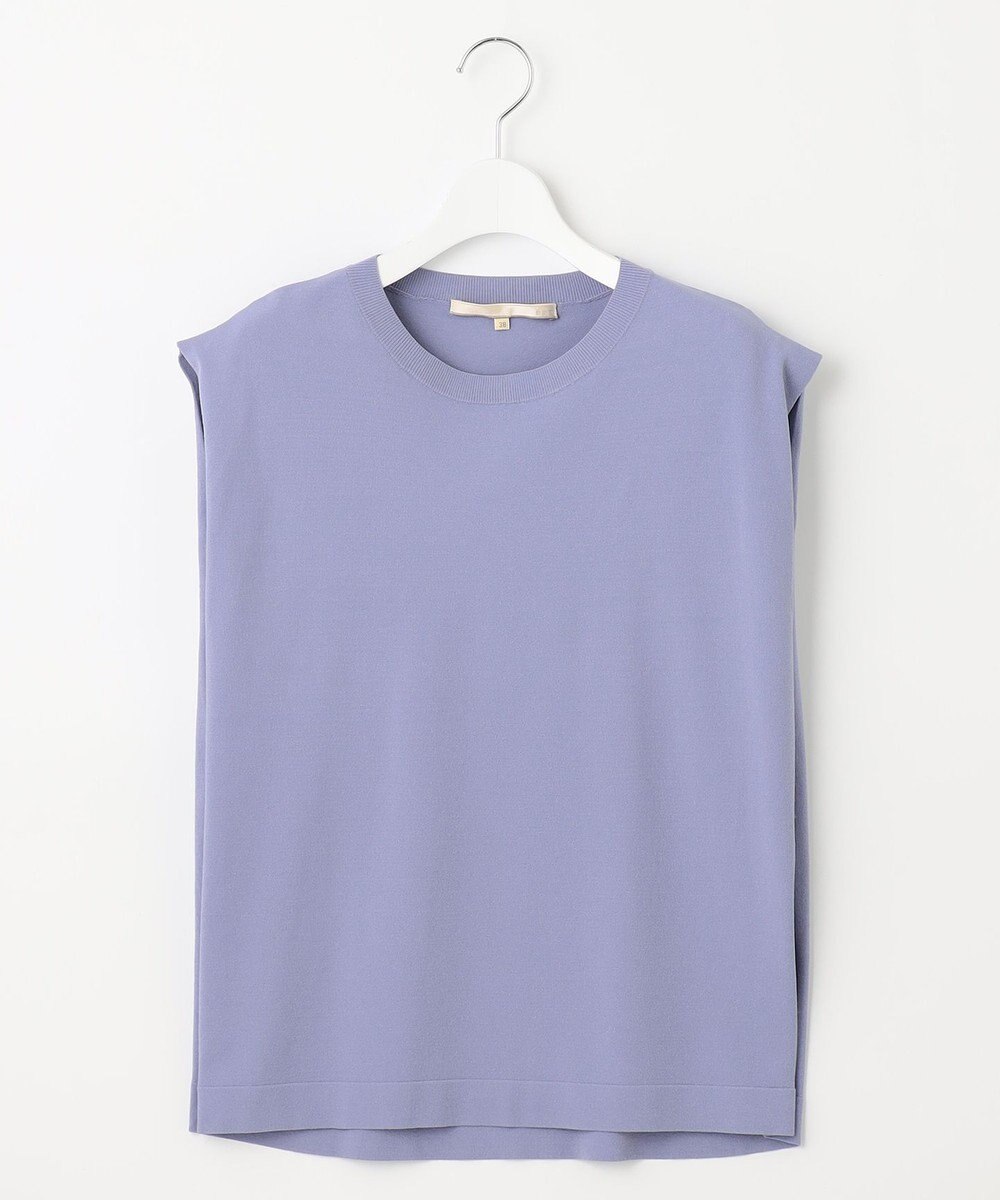 自由区 【洗える・XSサイズあり】クレープストレッチノースリーブ ニット 