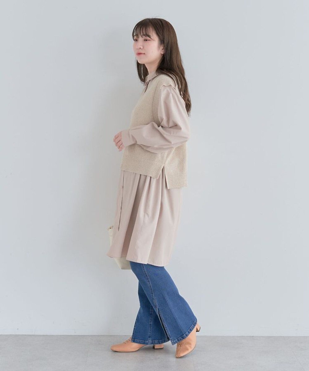 Green Parks ミディ丈ドロストシャツワンピース 