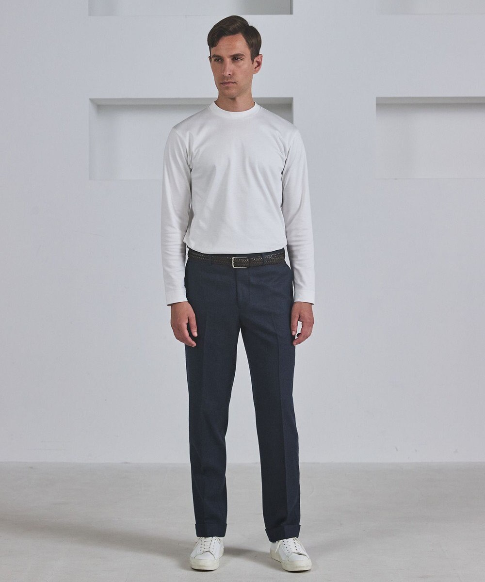 GOTAIRIKU 仕事で着られる 綿100％ 【洗える】カバーネック ドレスTシャツ_ロング 