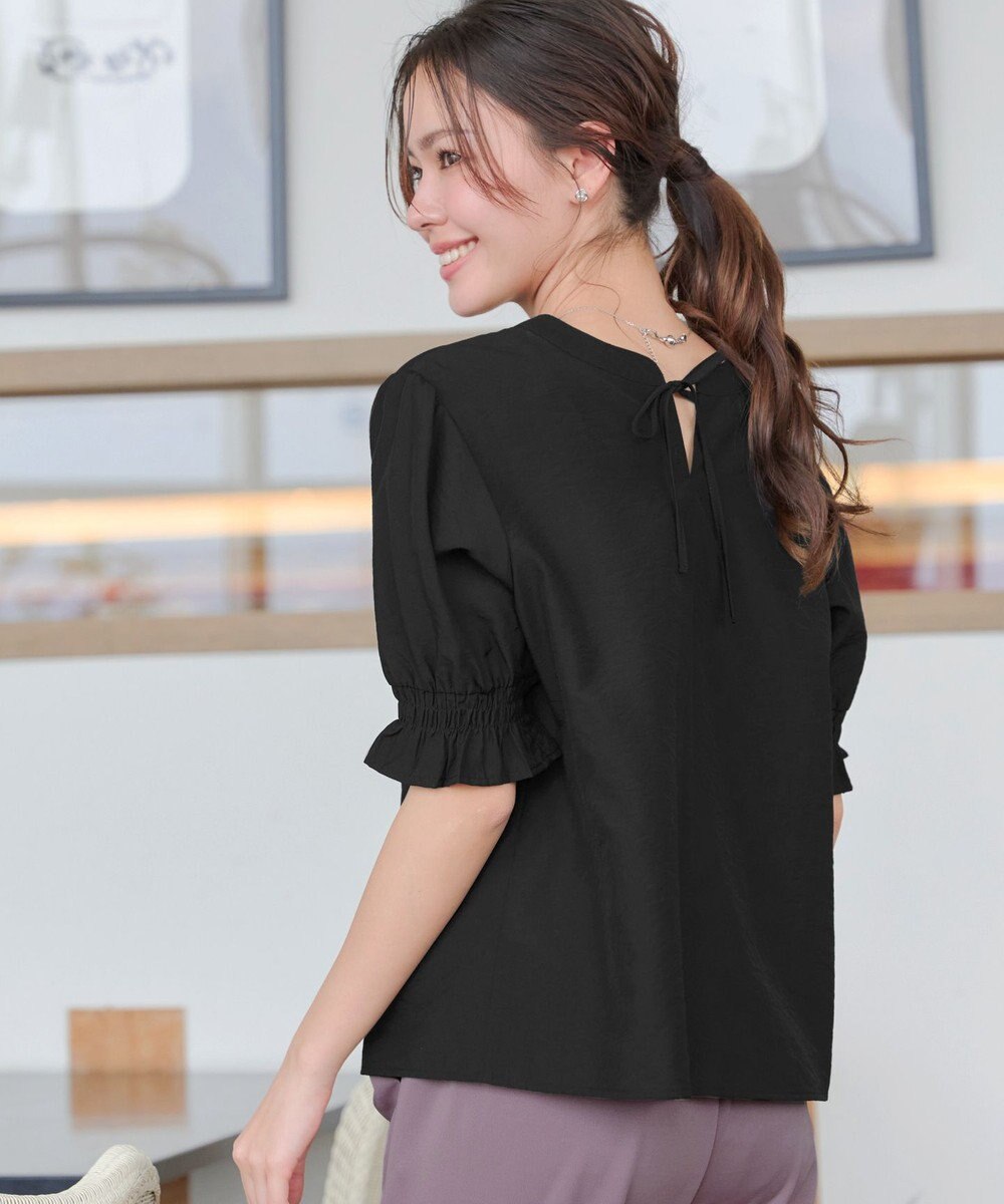 Tiaclasse 【洗える】シアーシャーリング2WAYブラウス 