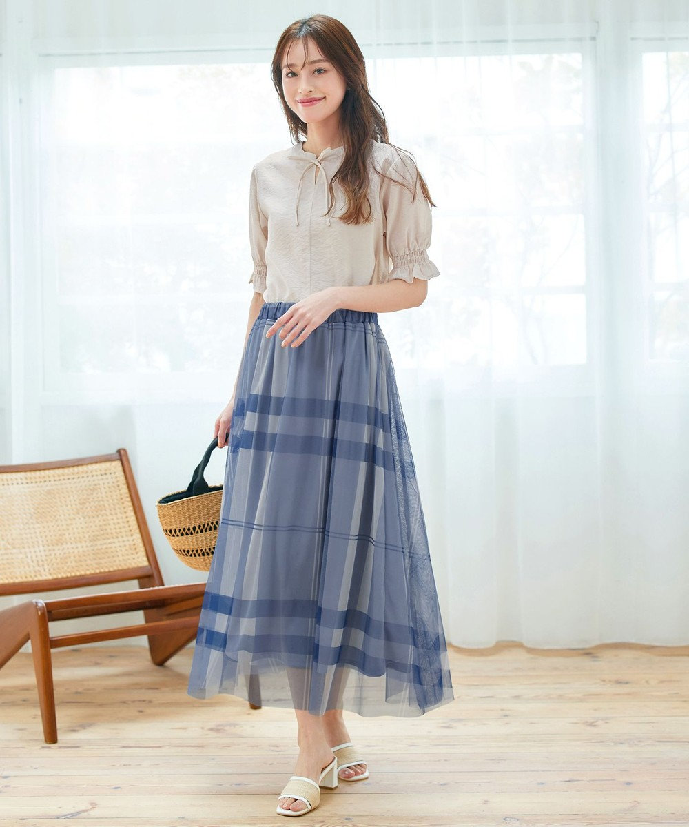 Tiaclasse 【洗える】シアーシャーリング2WAYブラウス 