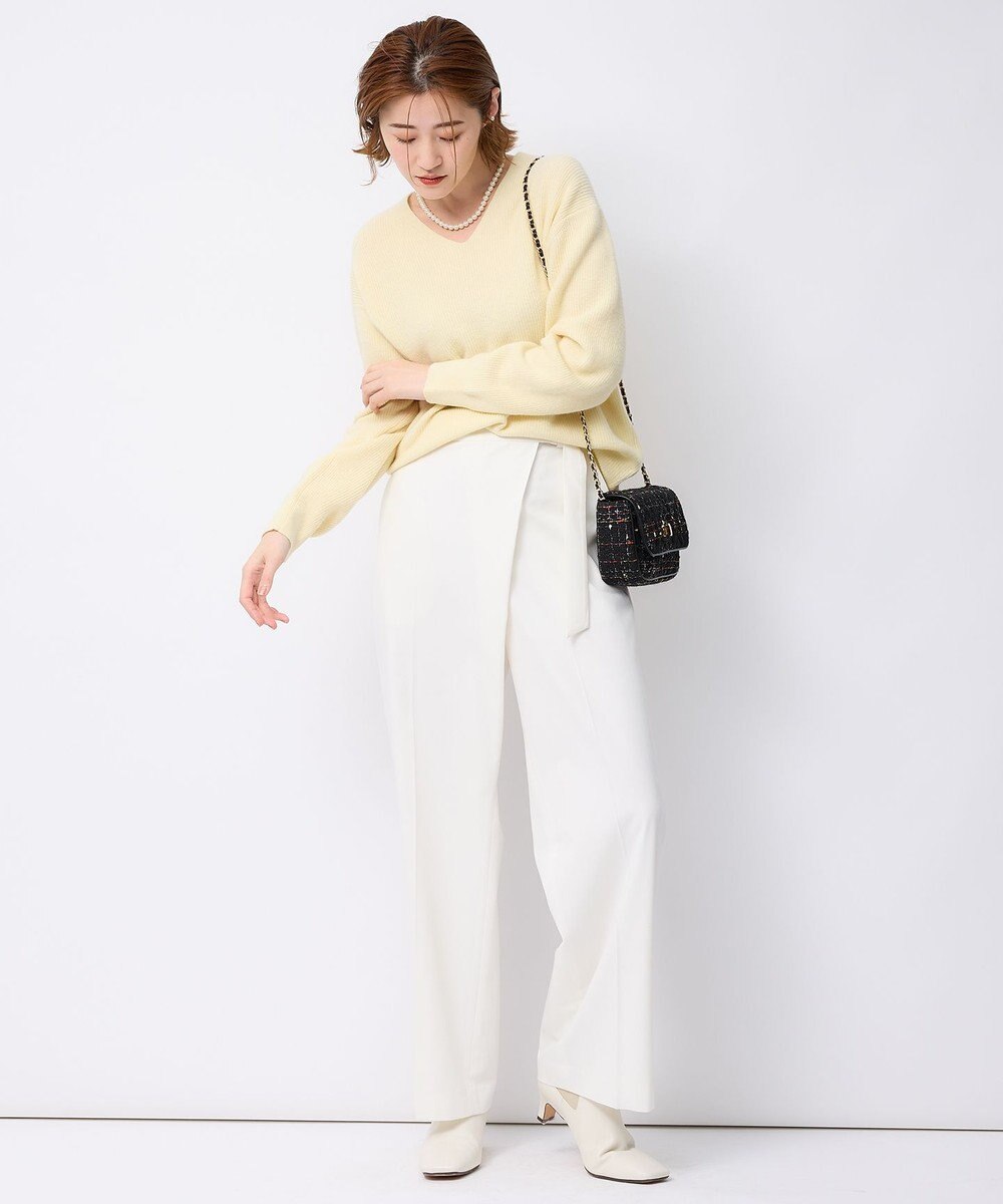 23区 【洗える】ポリエステルレーヨン ラップディテール パンツ 