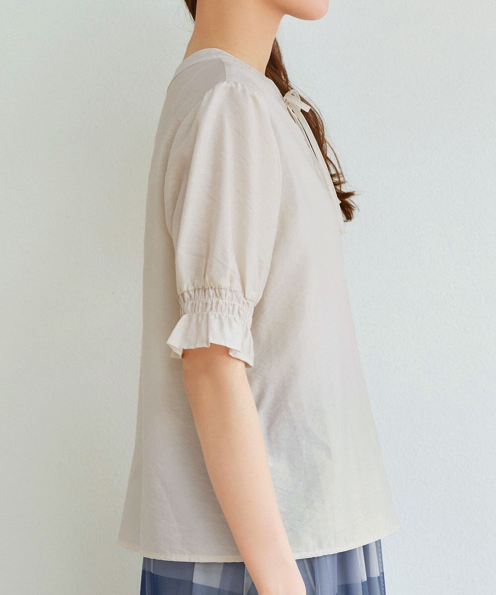 Tiaclasse 【洗える】シアーシャーリング2WAYブラウス 