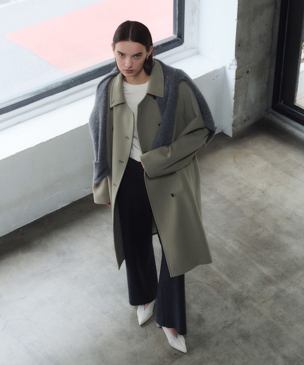 BEIGE， 【WEB限定・洗える】WILLOW / ストレッチクルーネックリブニット 