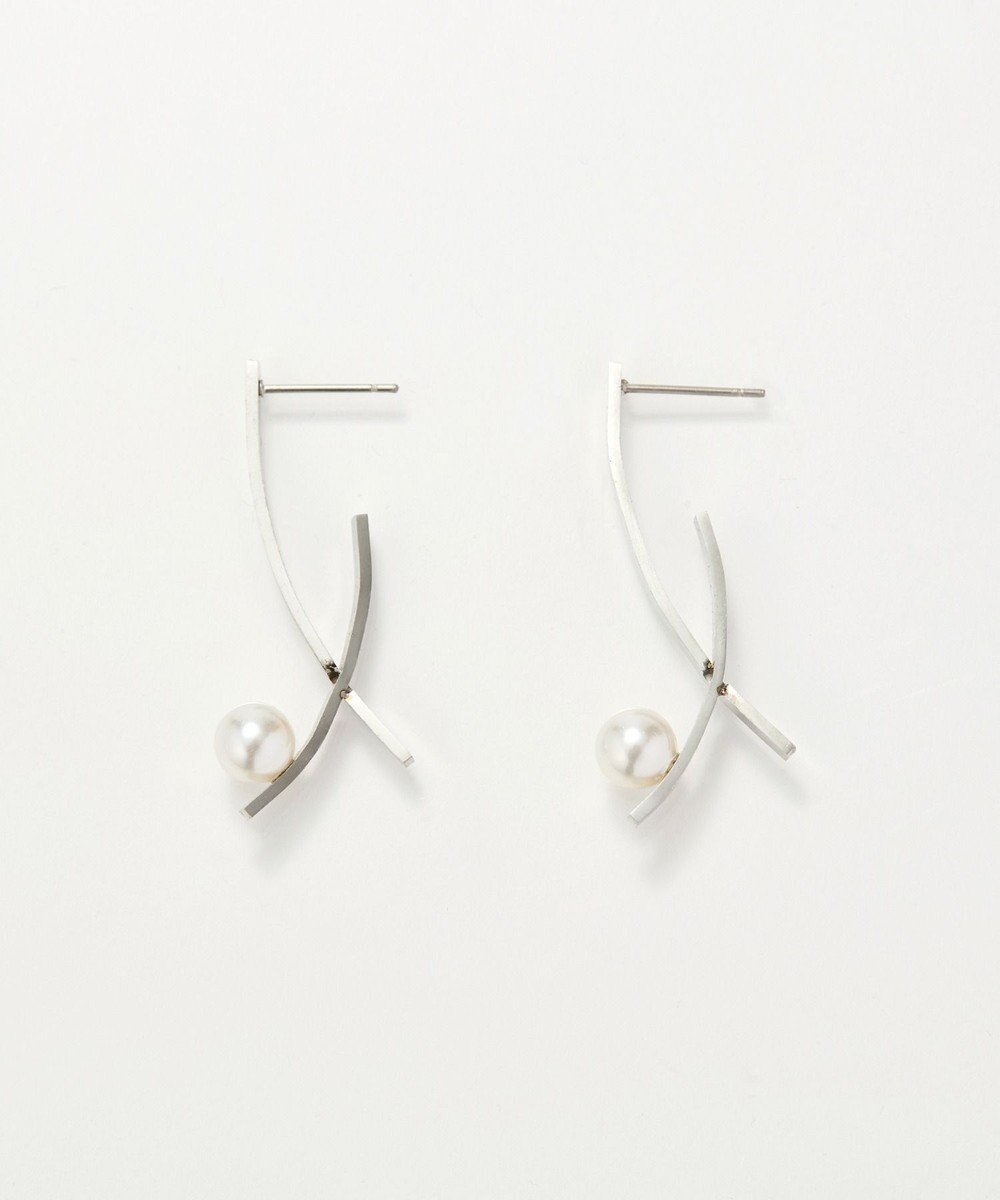 Phoebe <オンワード限定セット>【金属アレルギー対応】ワントップパールネックレス×クロスラインパールピアス/サージカルステンレス 