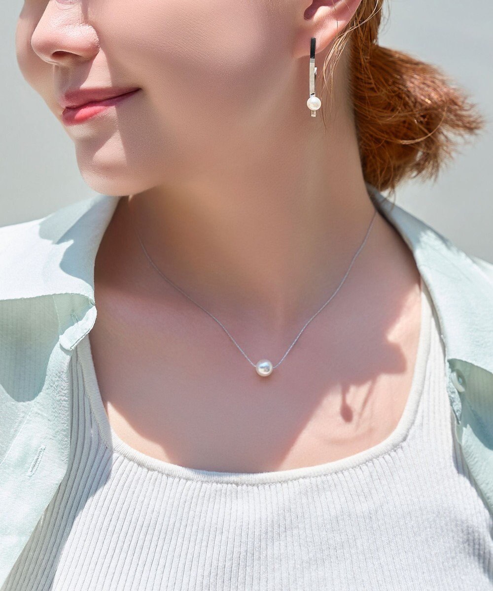 Phoebe <オンワード限定セット>【金属アレルギー対応】ワントップパールネックレス×クロスラインパールピアス/サージカルステンレス 