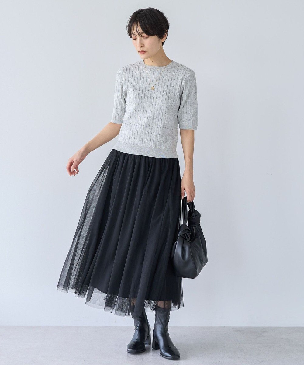 AMERICAN HOLIC ケーブル５分袖ニットプルオーバー 