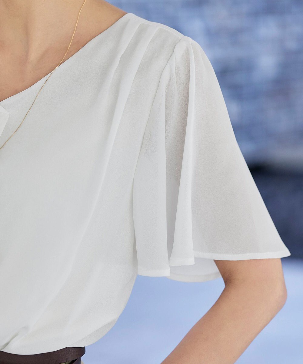 Tiaclasse 【洗える】シフォンフレアスリーブブラウス 