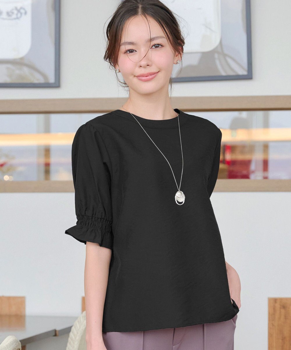 Tiaclasse 【洗える】シアーシャーリング2WAYブラウス 