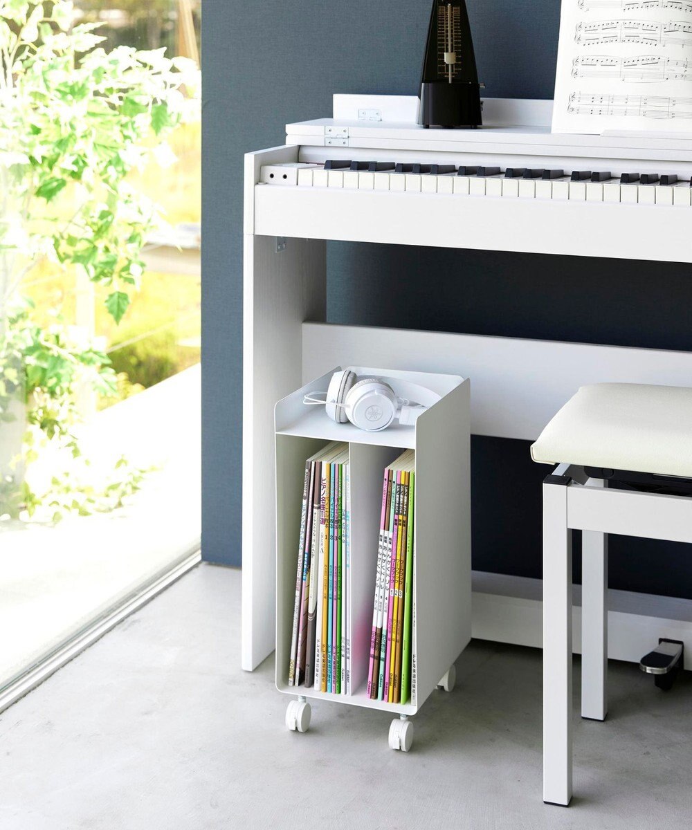 tower ピアノ下楽譜収納ワゴン タワー ホワイト 