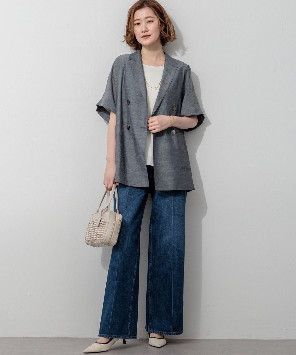 23区 【FUDGE掲載/滝沢眞規子さん着用/RED CARD TOKYO×23区】 センタープレス デニム ワイド パンツ 