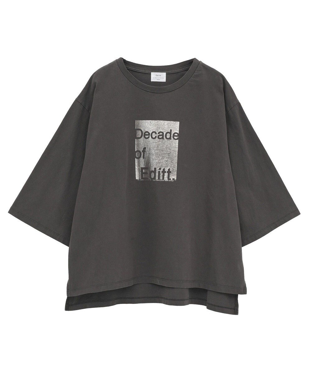 YECCA VECCA ヴィンテージ風箔プリントロゴTee 