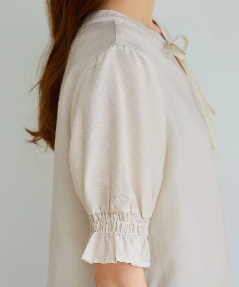 Tiaclasse 【洗える】シアーシャーリング2WAYブラウス 