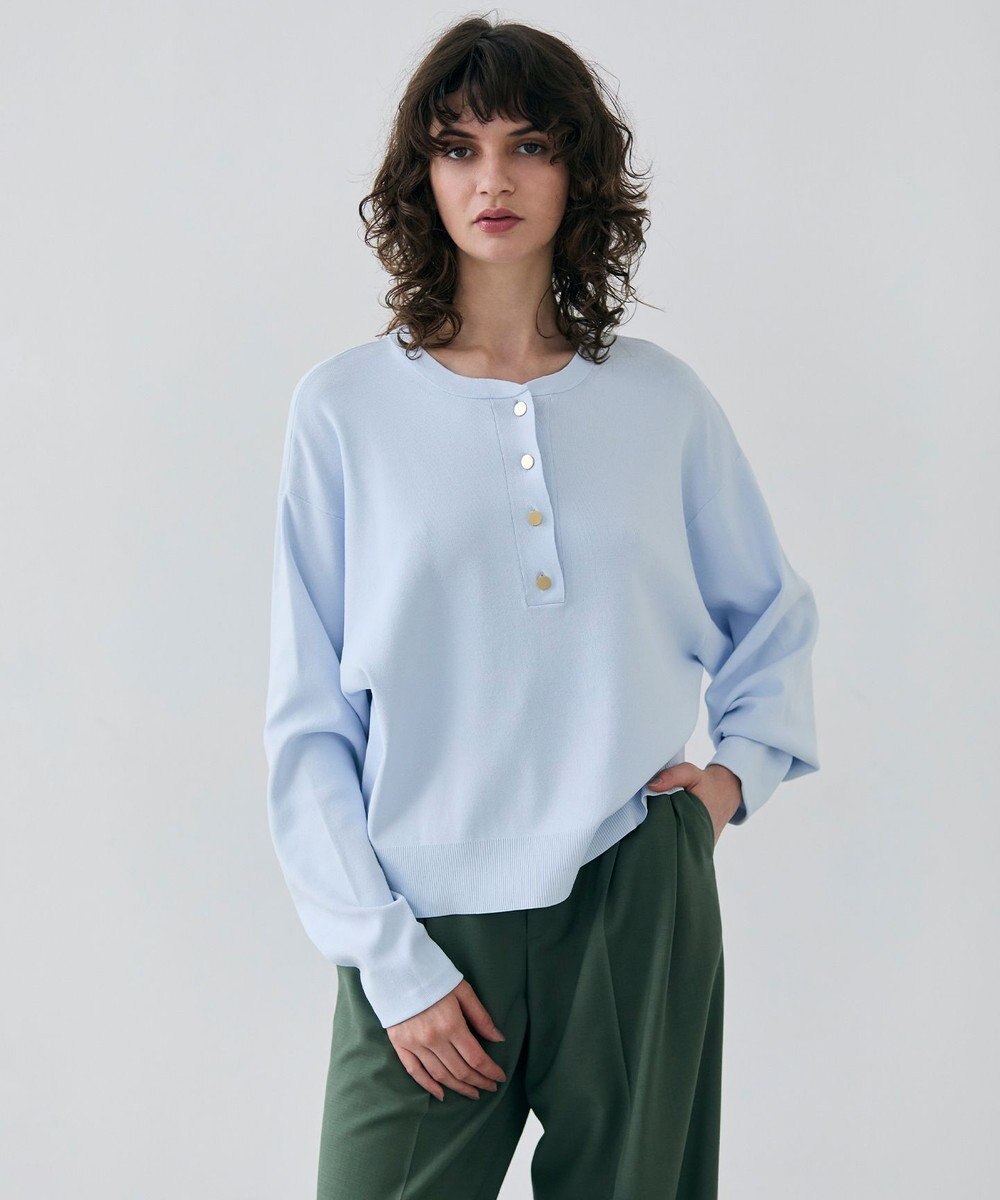 BEIGE， 【洗える】LAURA / クルーネックボタンニットトップス 