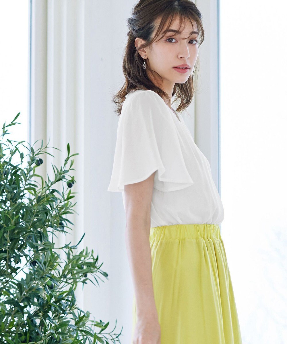 Tiaclasse 【洗える】シフォンフレアスリーブブラウス 