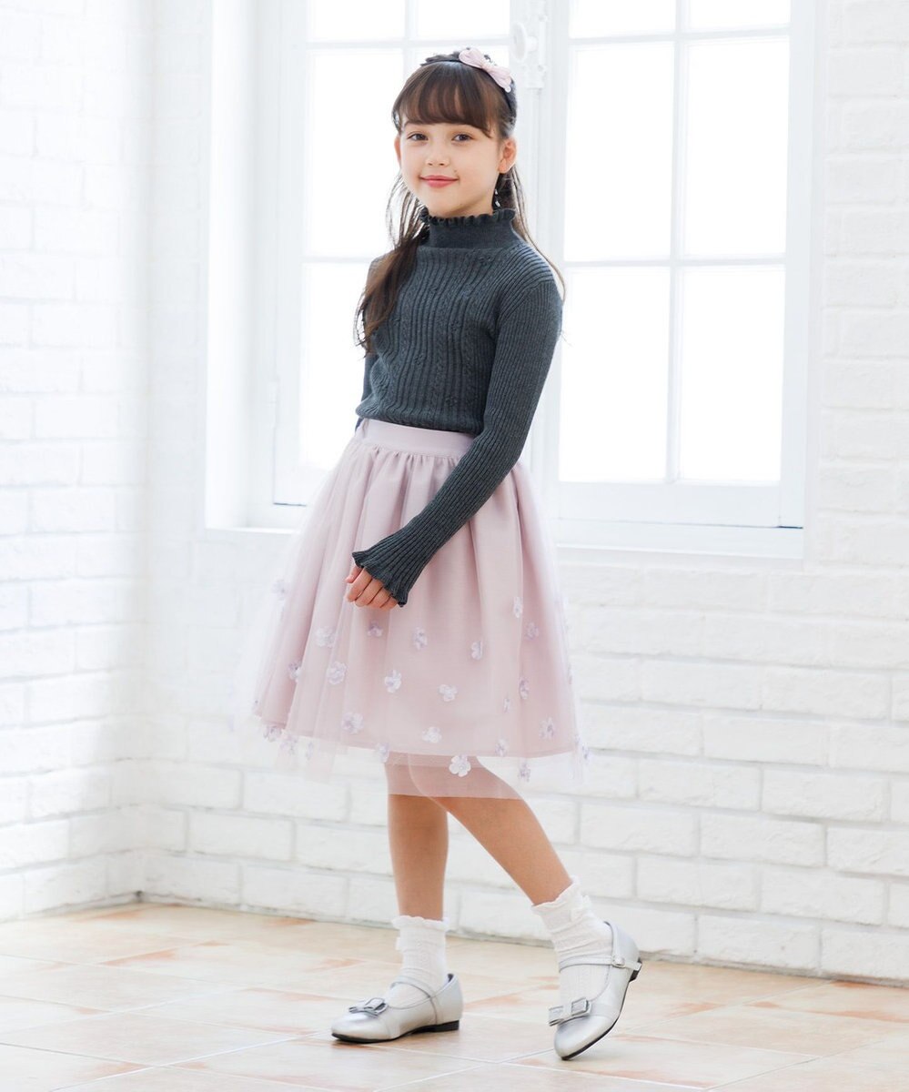 組曲 KIDS 【110-140㎝】フラワードット リブニット 