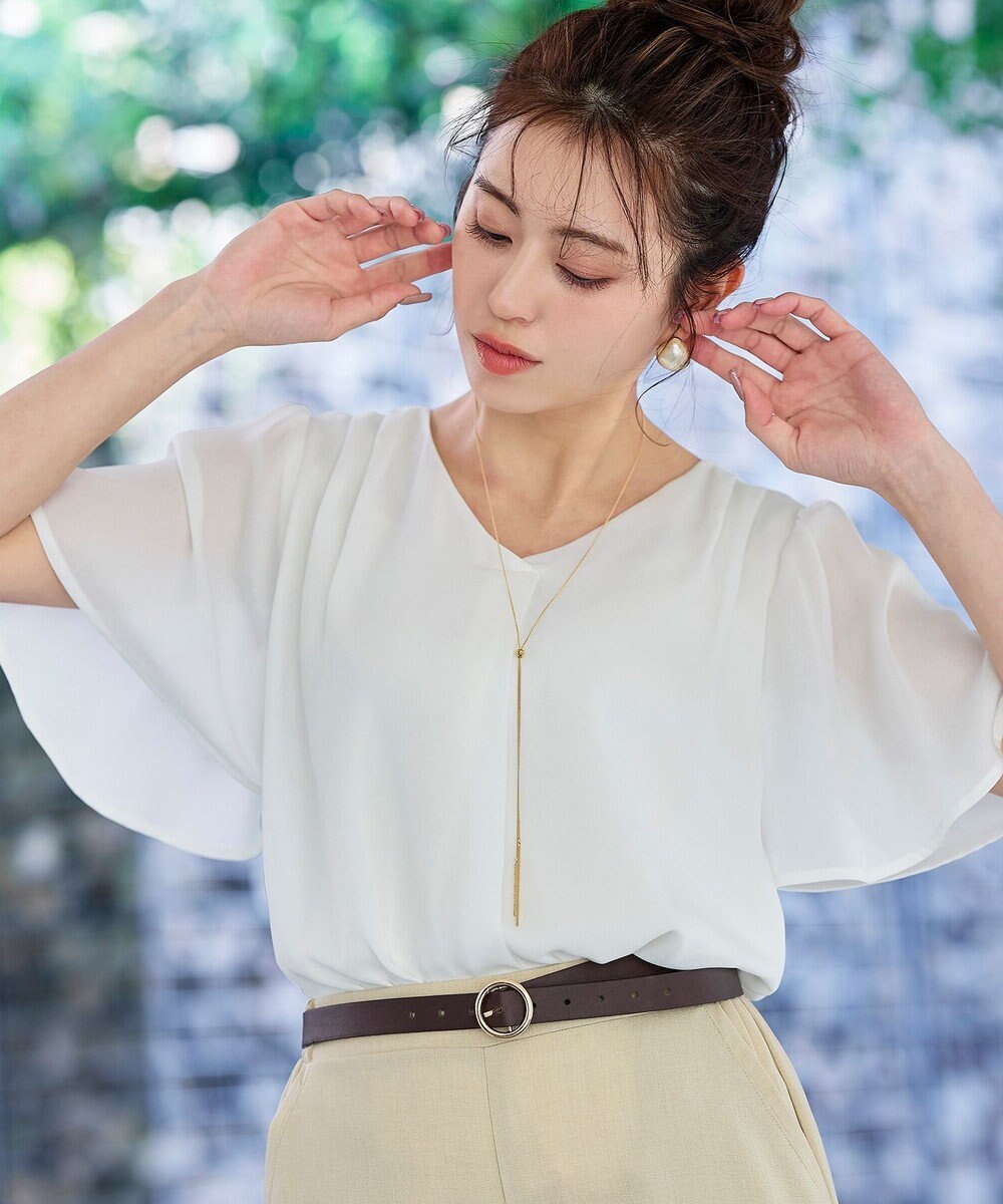 Tiaclasse 【洗える】シフォンフレアスリーブブラウス 