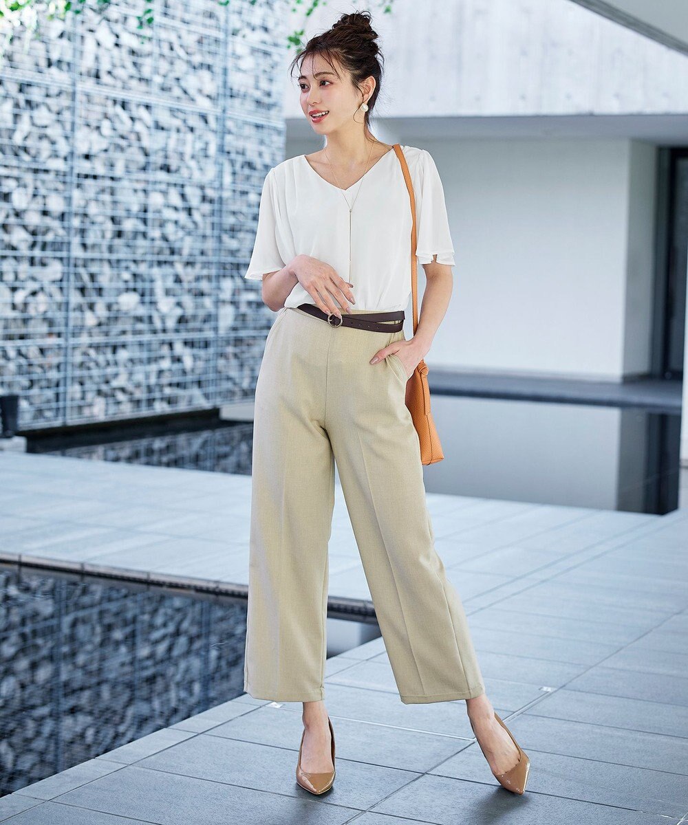 Tiaclasse 【洗える】シフォンフレアスリーブブラウス 