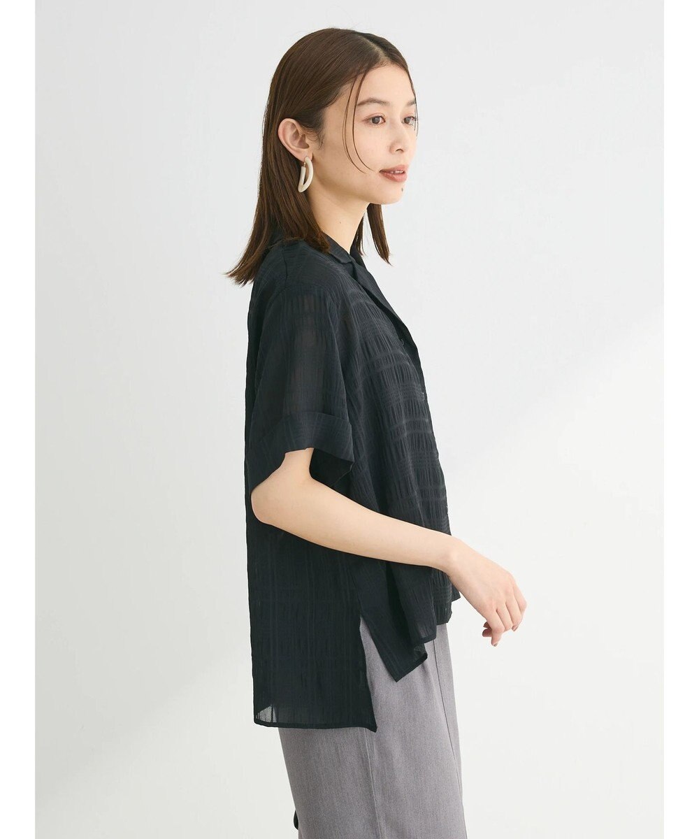 Green Parks シアーチェック開襟ブラウス 