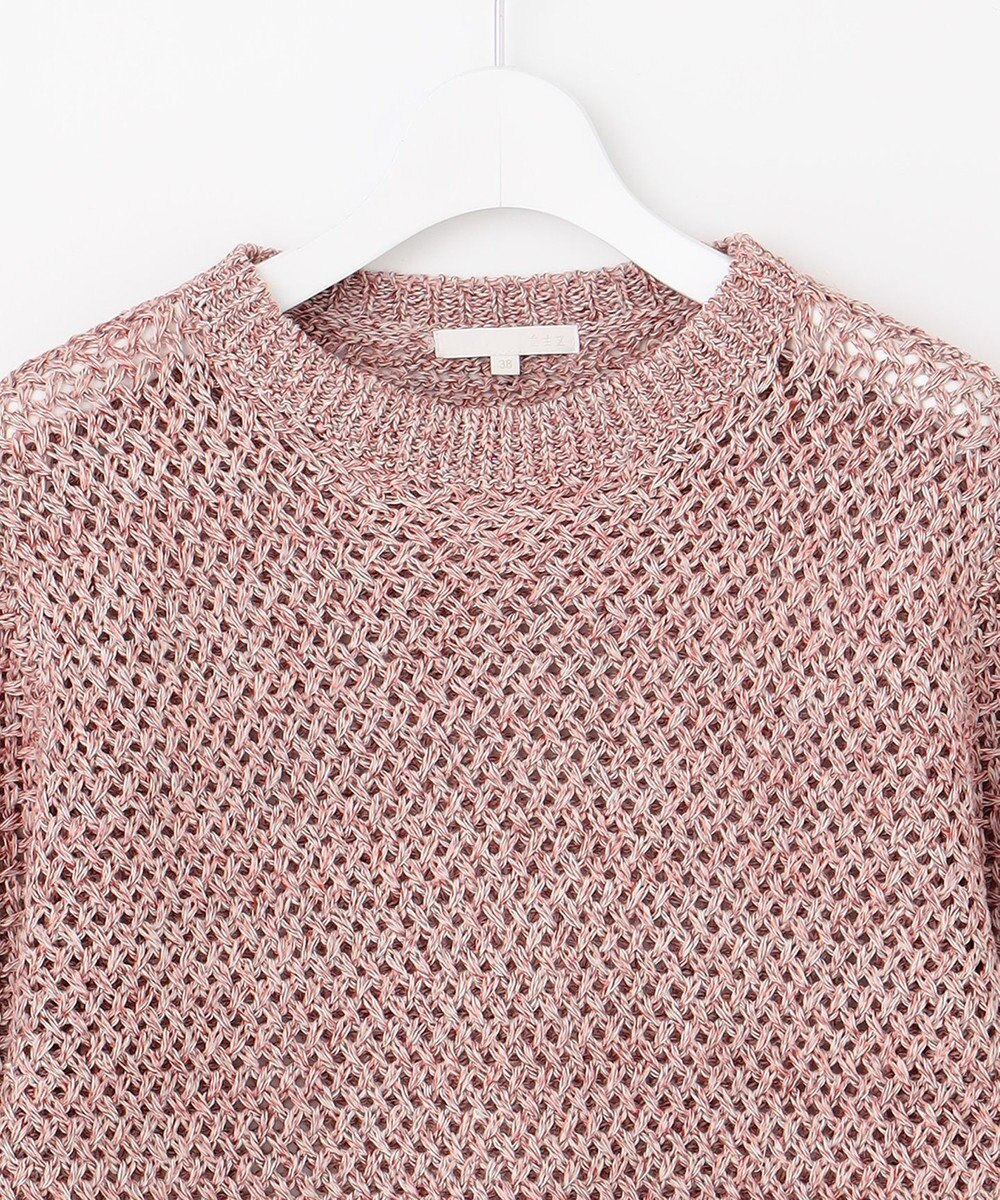 自由区 【洗える】カラーミックスメッシュリネン ニット 