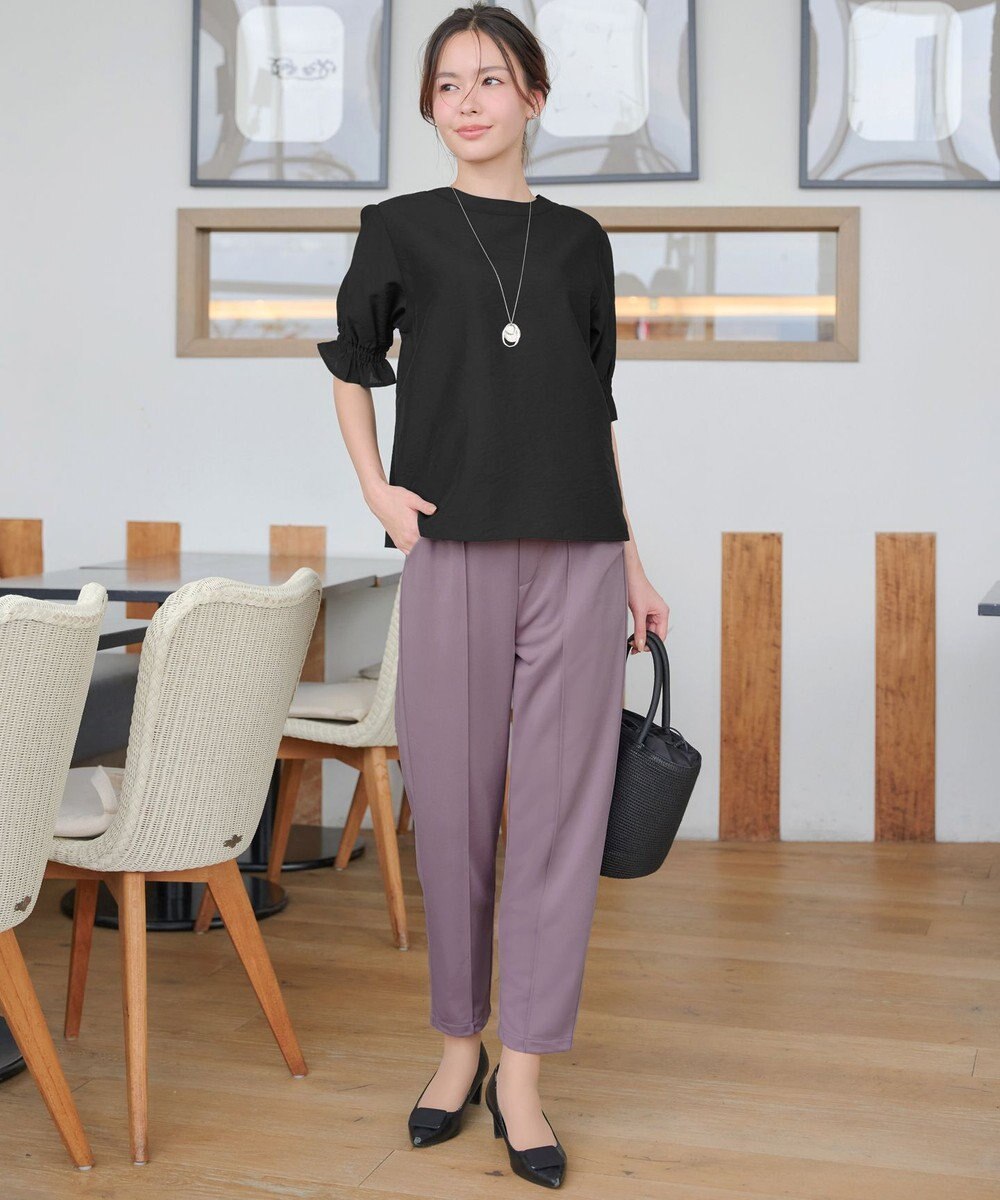 Tiaclasse 【洗える】シアーシャーリング2WAYブラウス 