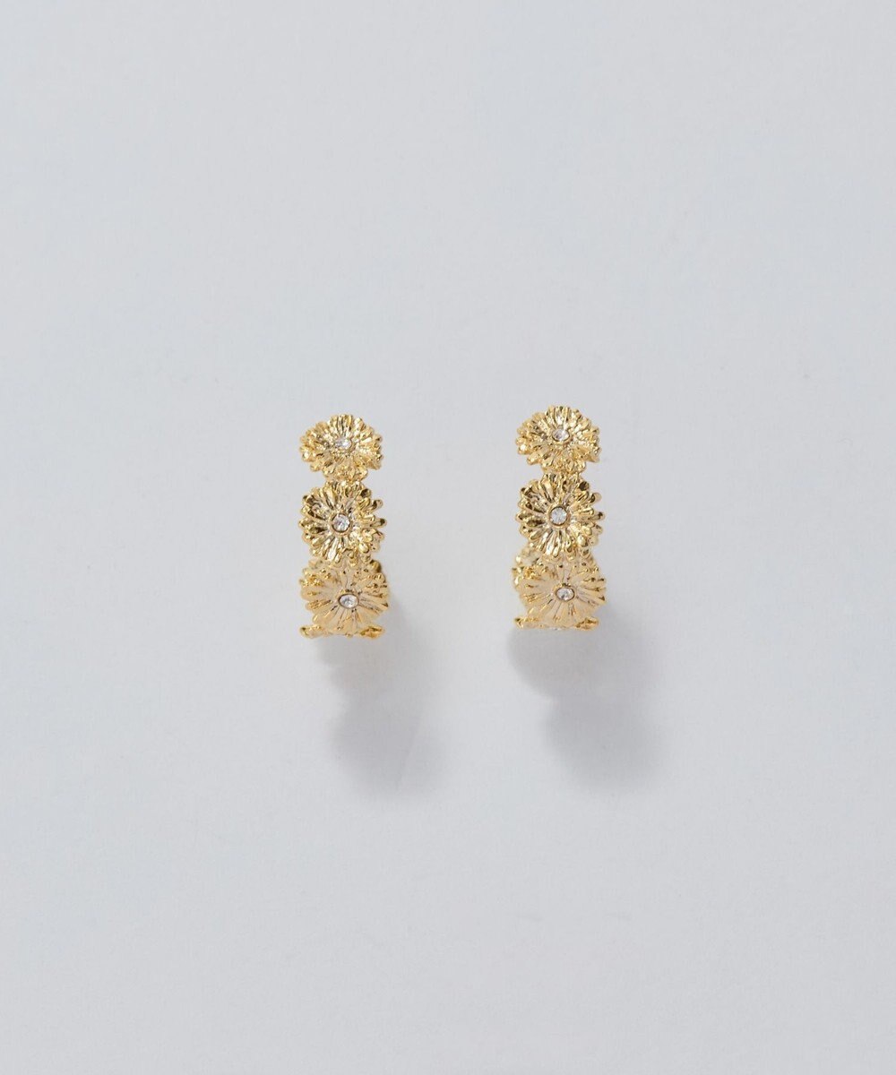 Phoebe 【痛くないシリーズ/金属アレルギー対応】マーガレットフラワーフープライトフィットイヤリング　ゴールド 