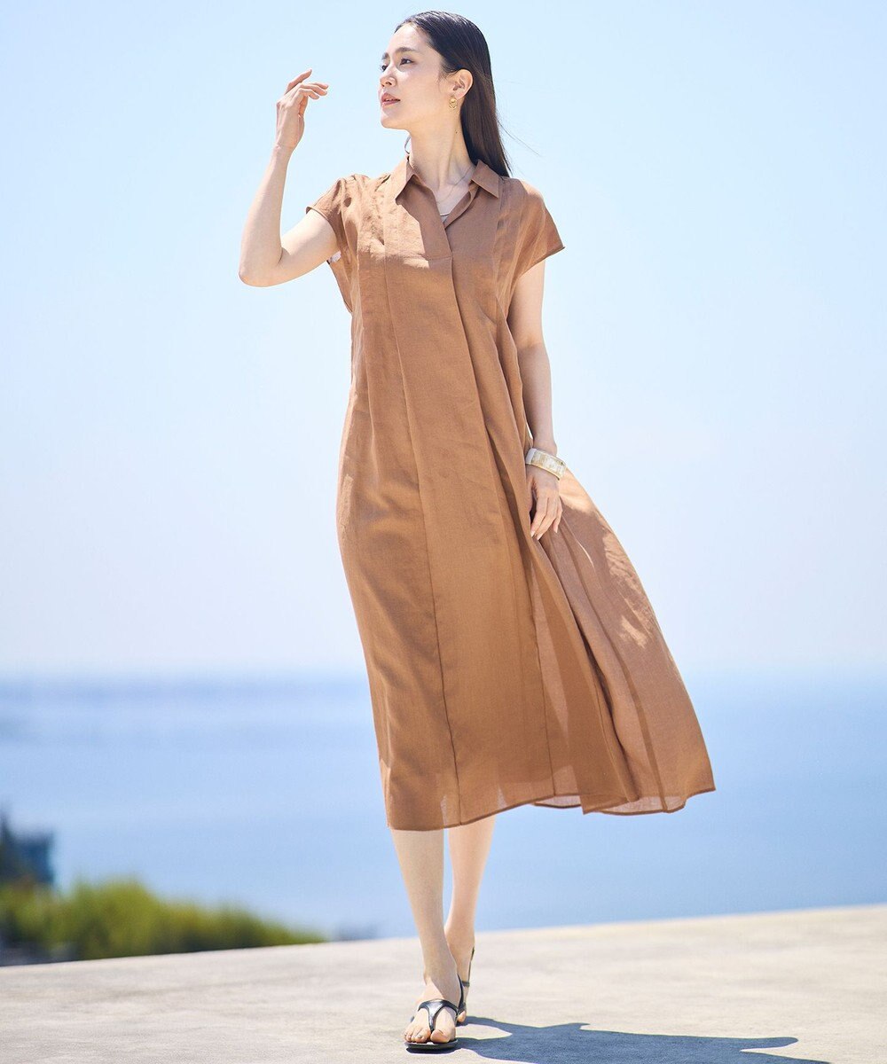 自由区 【カタログ掲載・WEB限定カラーあり】シアーラミーローンスキッパーシャツ ワンピース 