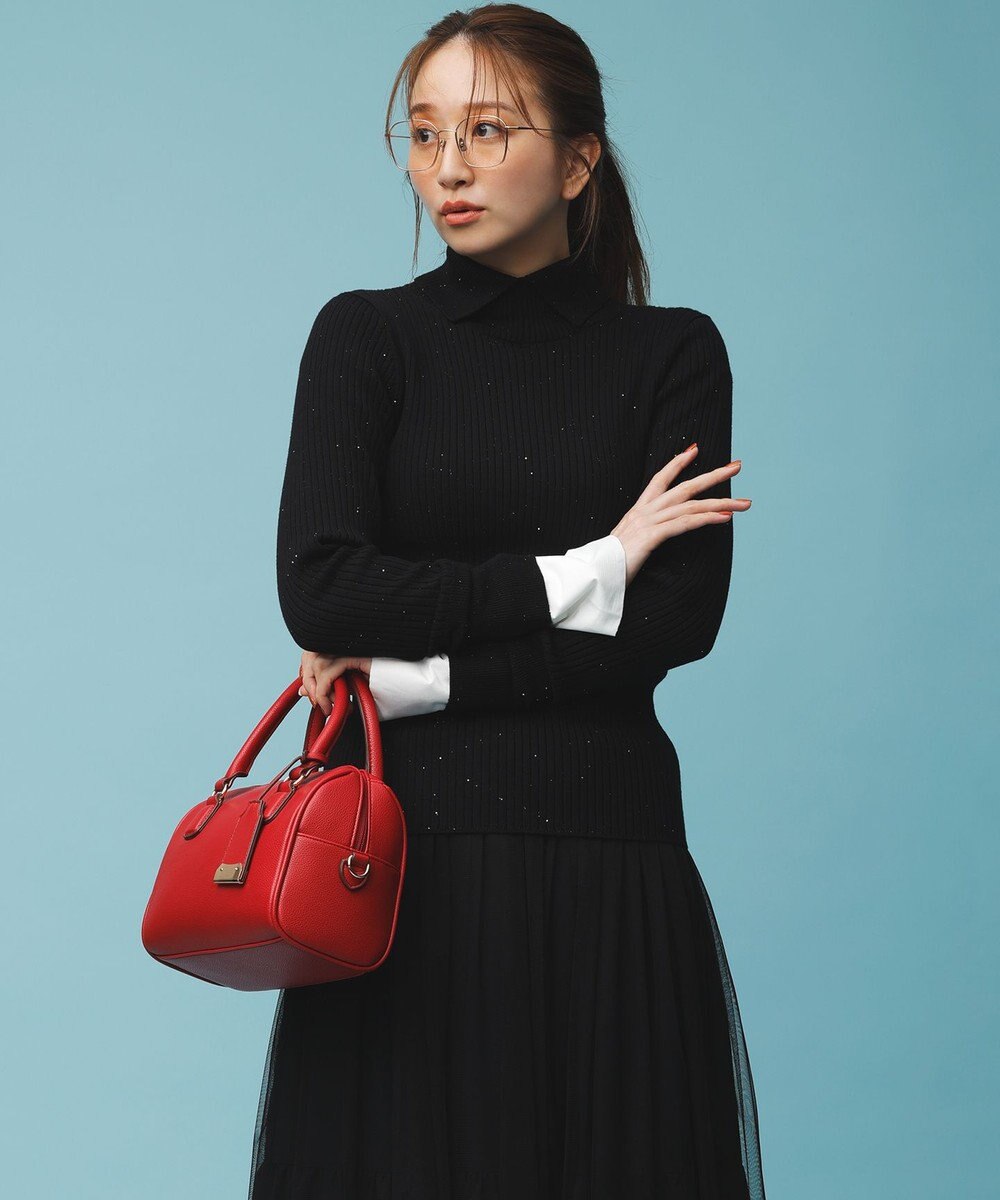 組曲 【前後着用・手洗い可】ELENAスパンコール襟デザイン ニット 