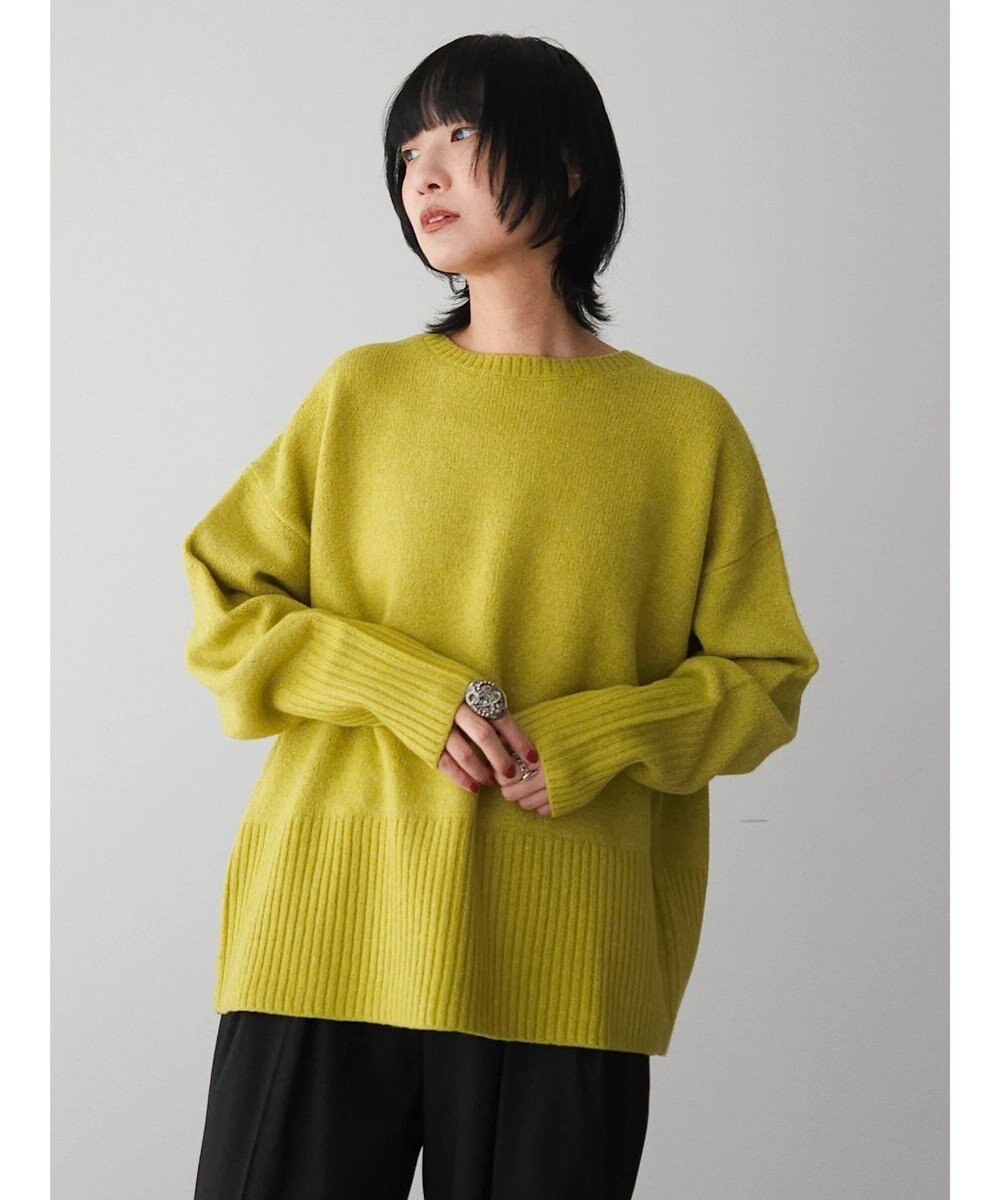 Green Parks ｆｕｗａっとメランジ袖リブ長めニットプルオーバー 