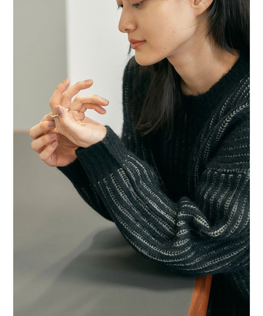 AMERICAN HOLIC バイカラー片畦ニットチュニック 