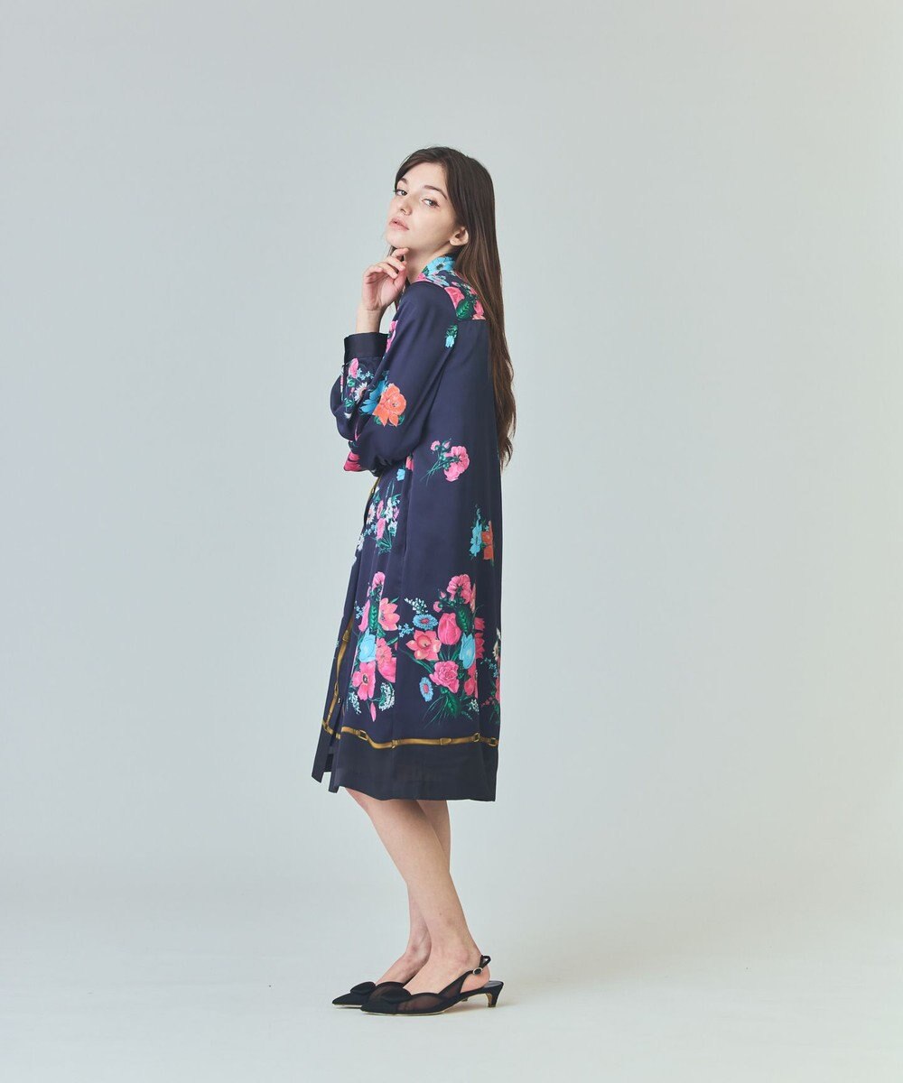 GRACE CONTINENTAL ボタニカルスカーフプリントワンピース 