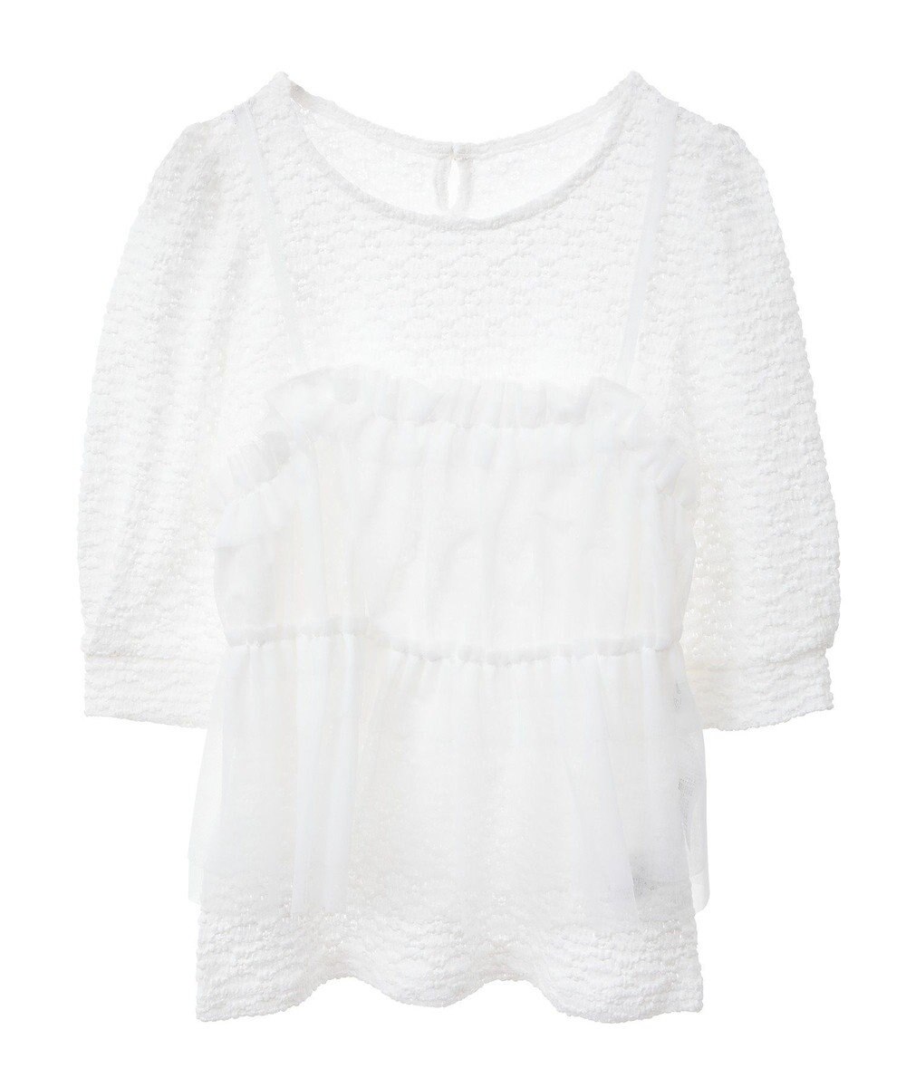 earth music&ecology ＳＥＴ２点フラワープルオーバー＋チュールビスチェ 