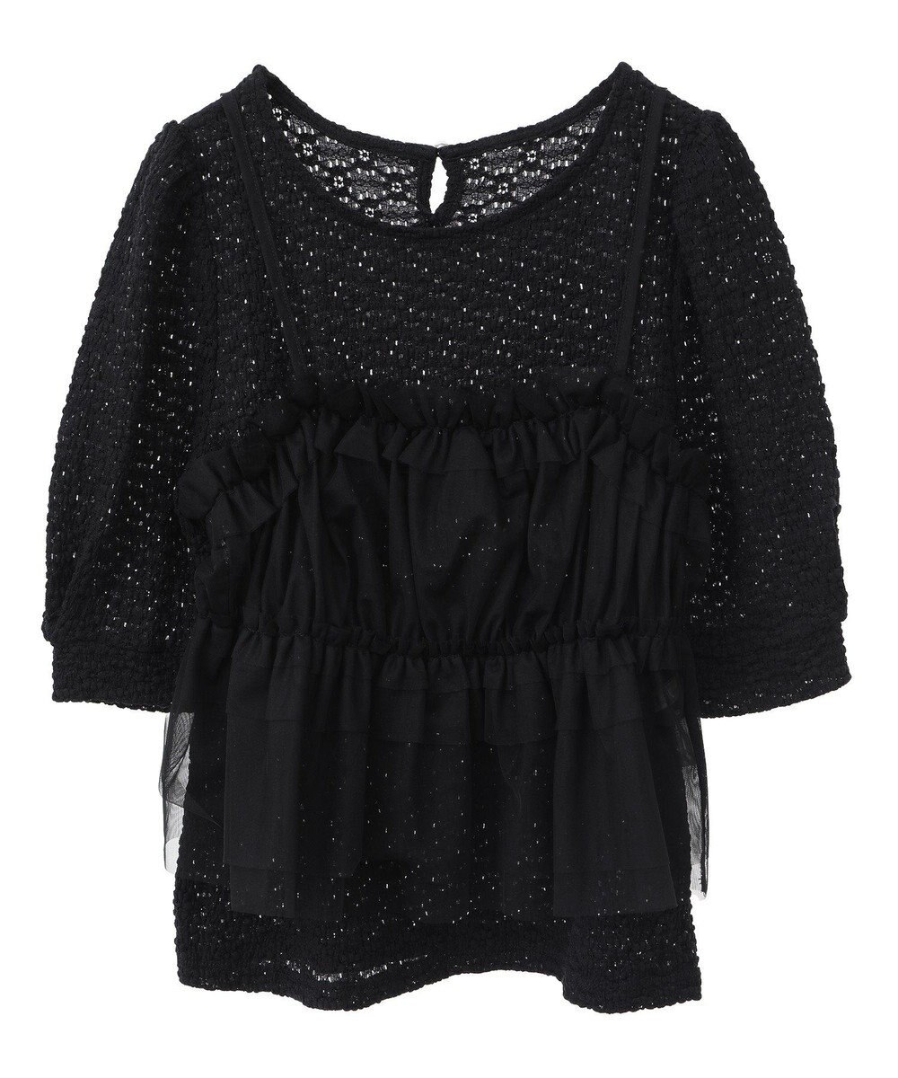 earth music&ecology ＳＥＴ２点フラワープルオーバー＋チュールビスチェ 