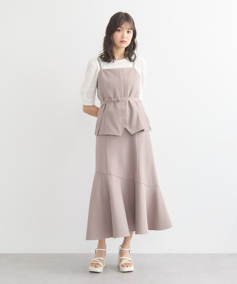 earth music&ecology ＳＥＴ２点フラワープルオーバー＋チュールビスチェ 