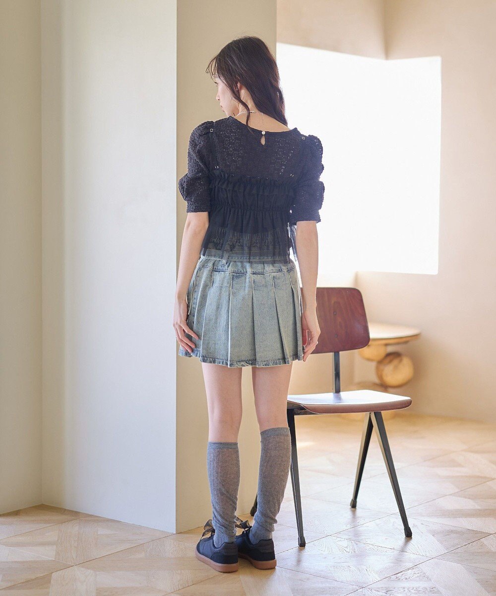 earth music&ecology ＳＥＴ２点フラワープルオーバー＋チュールビスチェ 